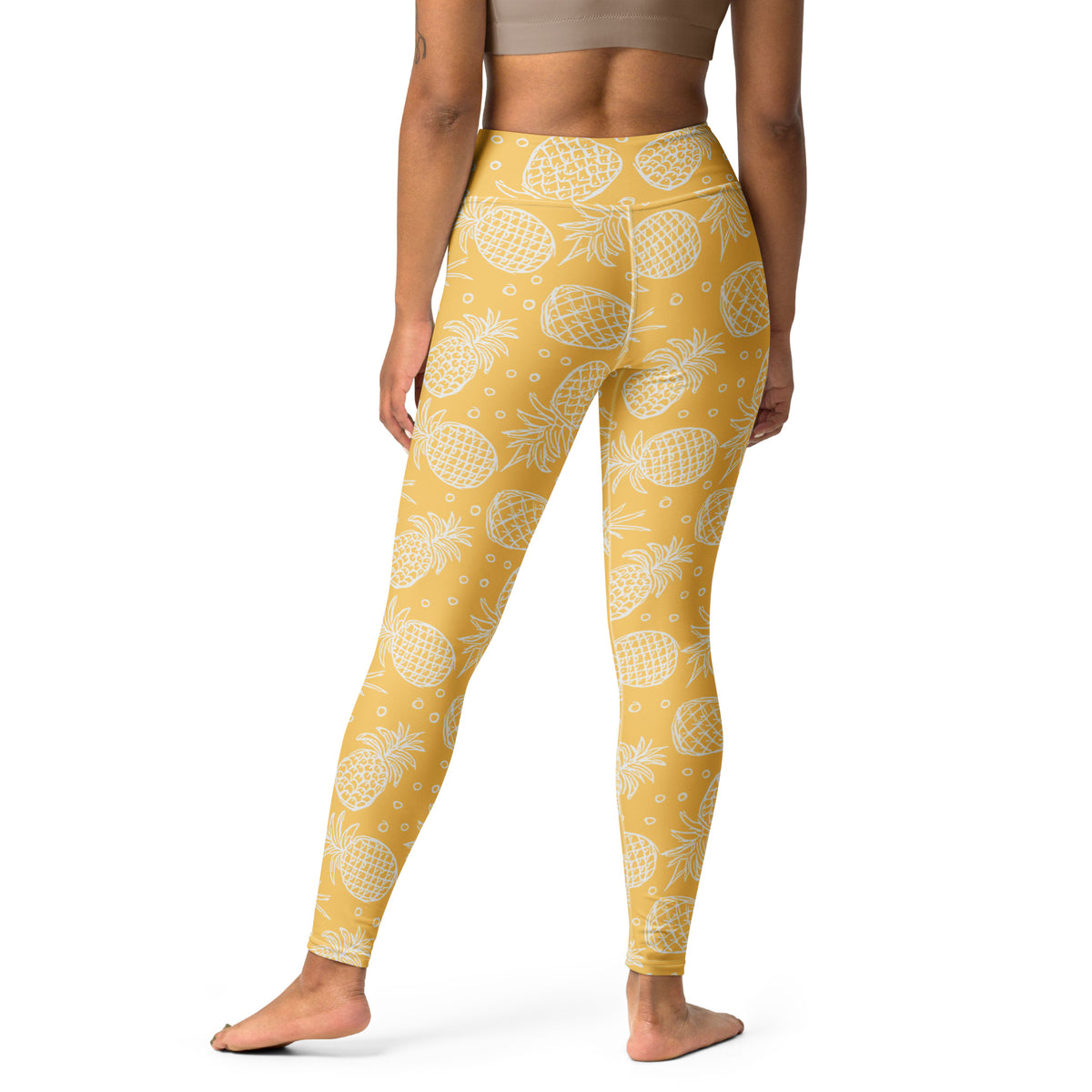 Women's Golden Yellow Pineapple Buttery Soft Yoga Leggings - Quick Drying, High Waisted Comfort