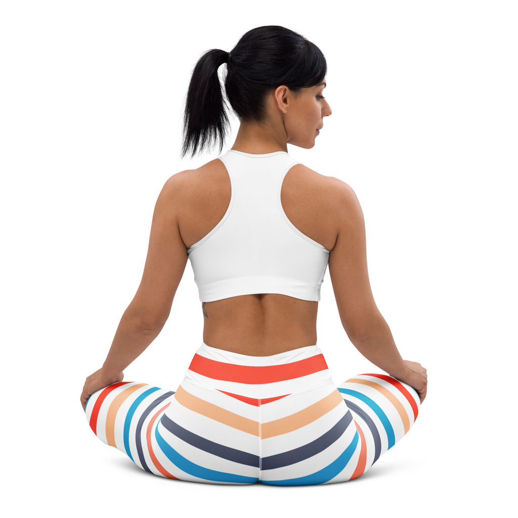 Women's Colorful Striped Beach Themed Buttery Soft Yoga Leggings - Quick Drying, High Waisted Comfort