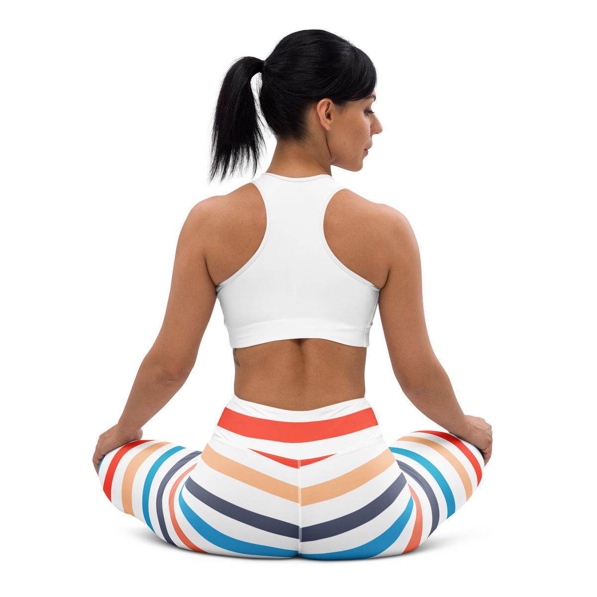 Women's Colorful Striped Beach Themed Buttery Soft Yoga Leggings - Quick Drying, High Waisted Comfort