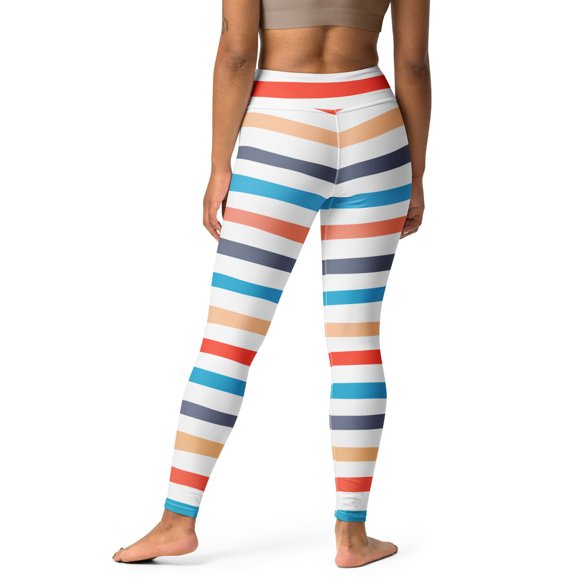Women's Colorful Striped Beach Themed Buttery Soft Yoga Leggings - Quick Drying, High Waisted Comfort