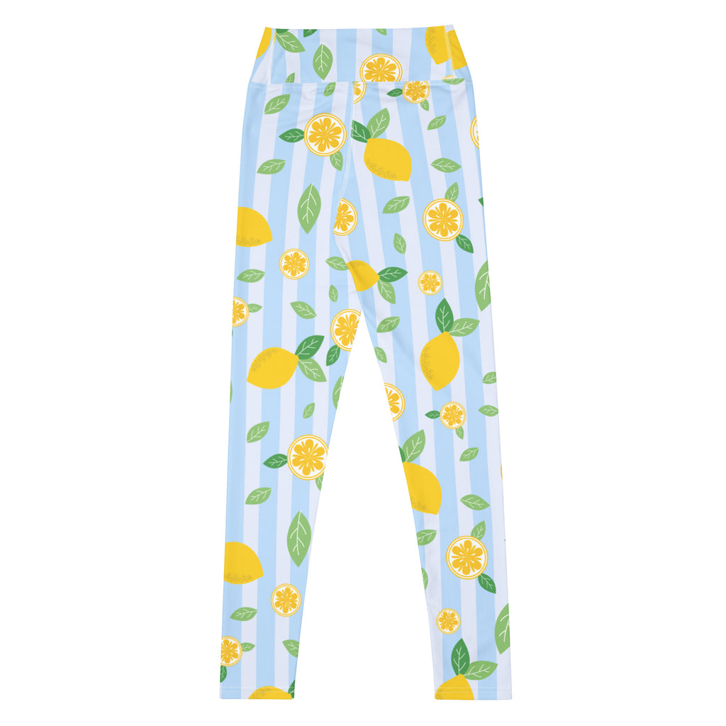 Women's Lemon Stripe Buttery Soft Yoga Leggings - Quick Drying, High Waisted Comfort