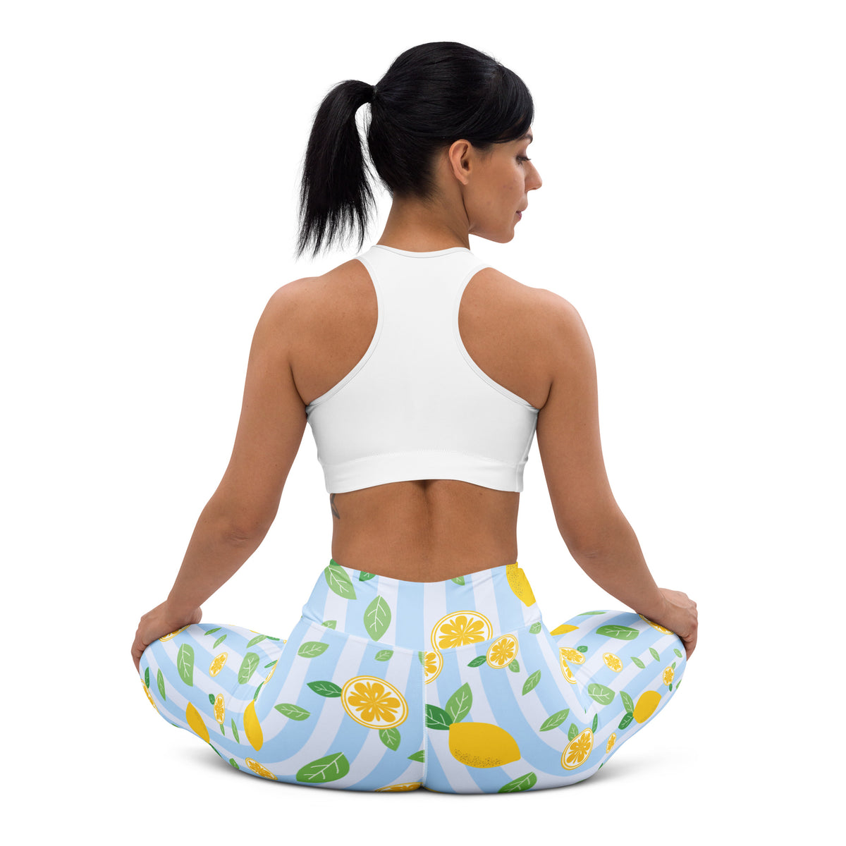 Women's Lemon Stripe Buttery Soft Yoga Leggings - Quick Drying, High Waisted Comfort
