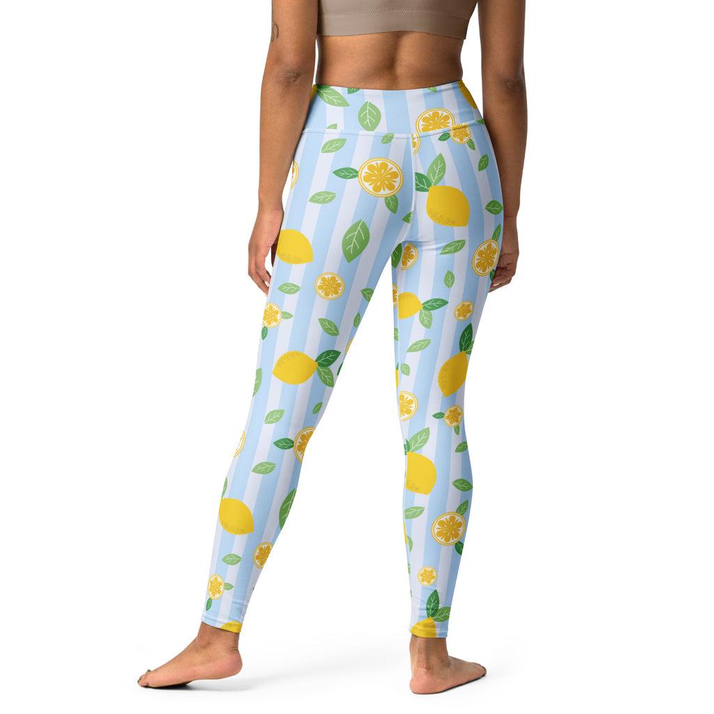 Women's Lemon Stripe Buttery Soft Yoga Leggings - Quick Drying, High Waisted Comfort