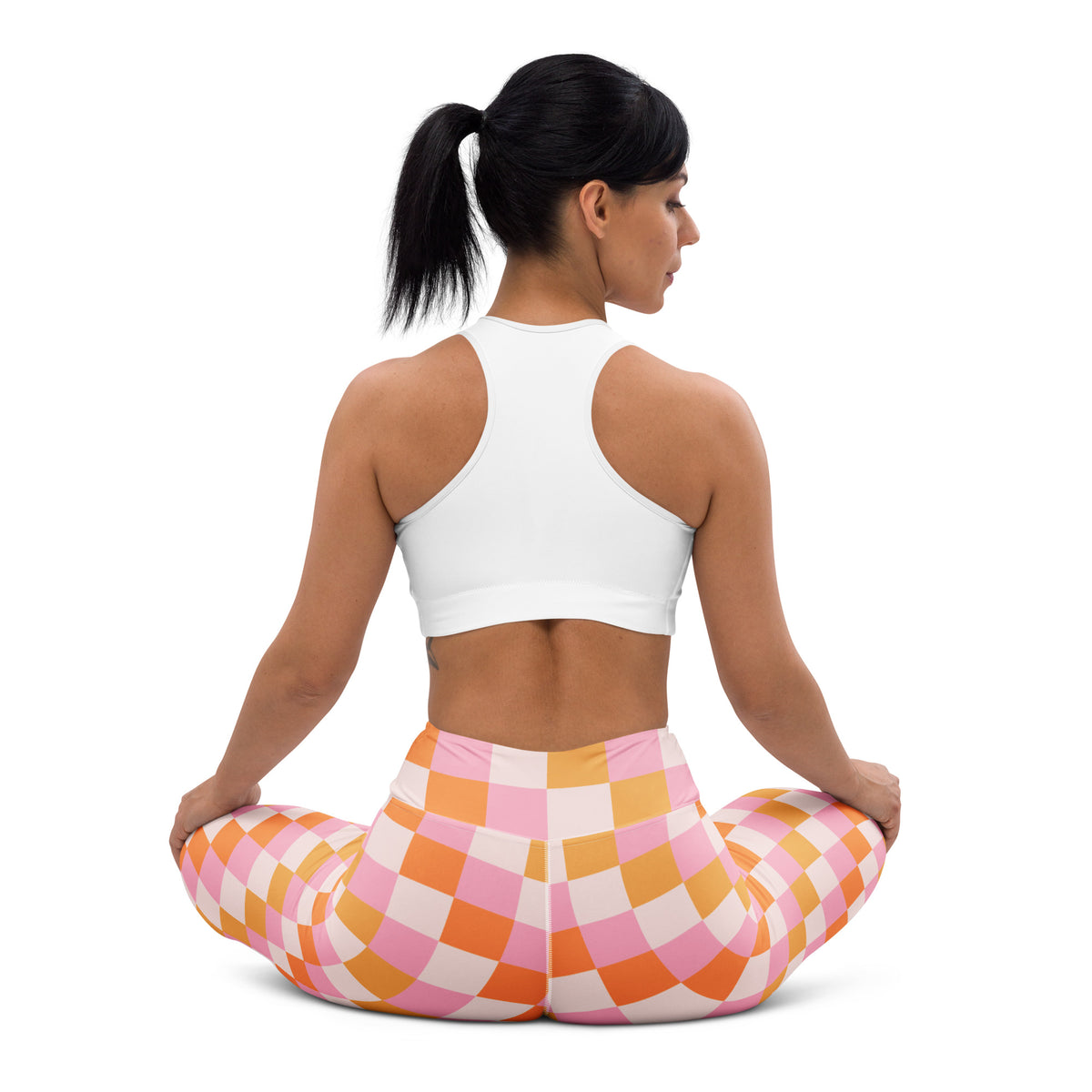 Women's Sunset Checkerboard Buttery Soft Yoga Leggings - Quick Drying, High Waisted Comfort