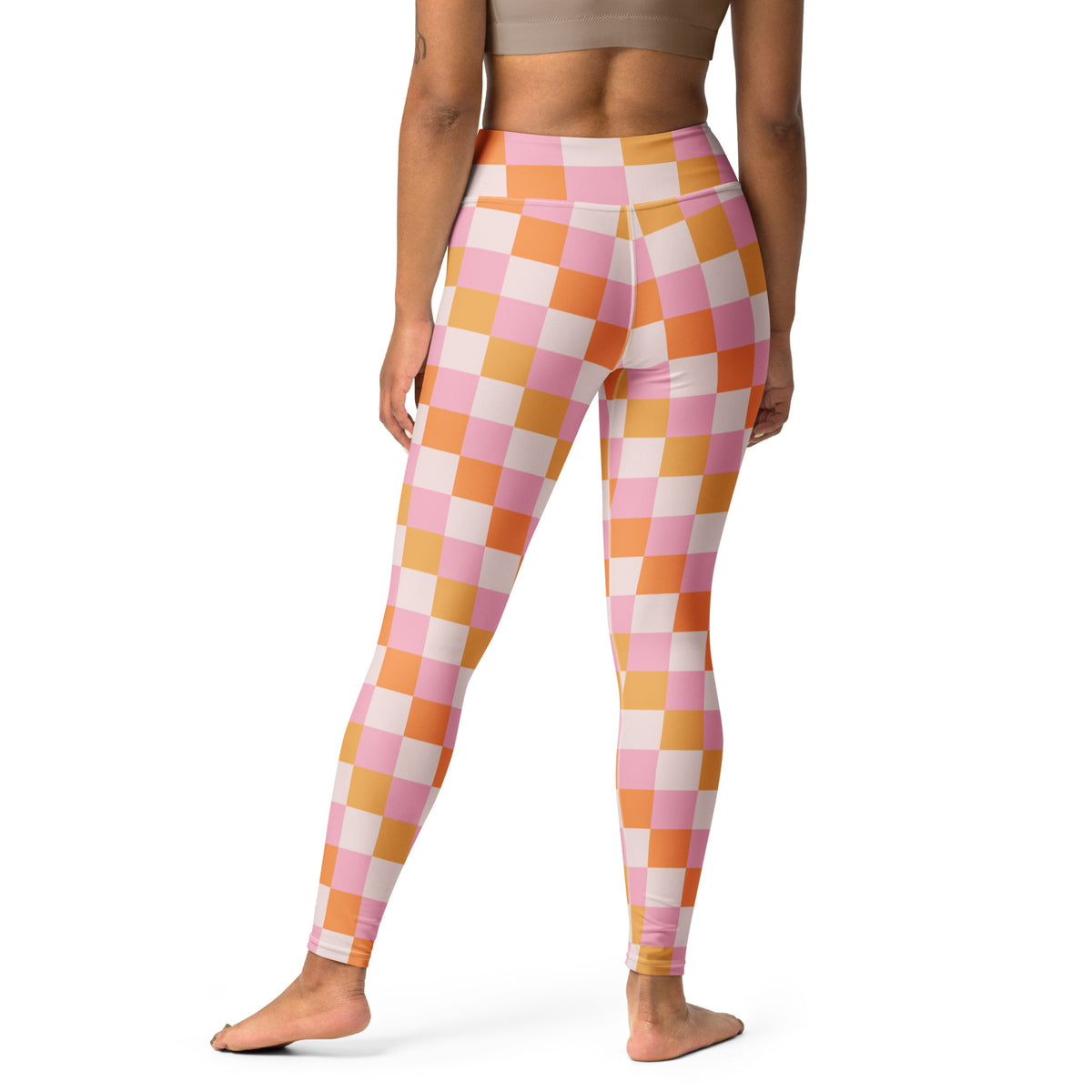 Women's Sunset Checkerboard Buttery Soft Yoga Leggings - Quick Drying, High Waisted Comfort