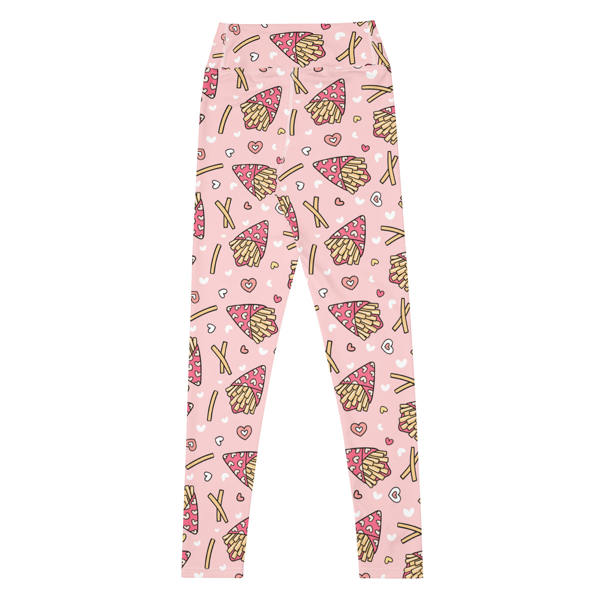 Women's Pink French Fries Buttery Soft Yoga Leggings - Quick Drying, High Waisted Comfort