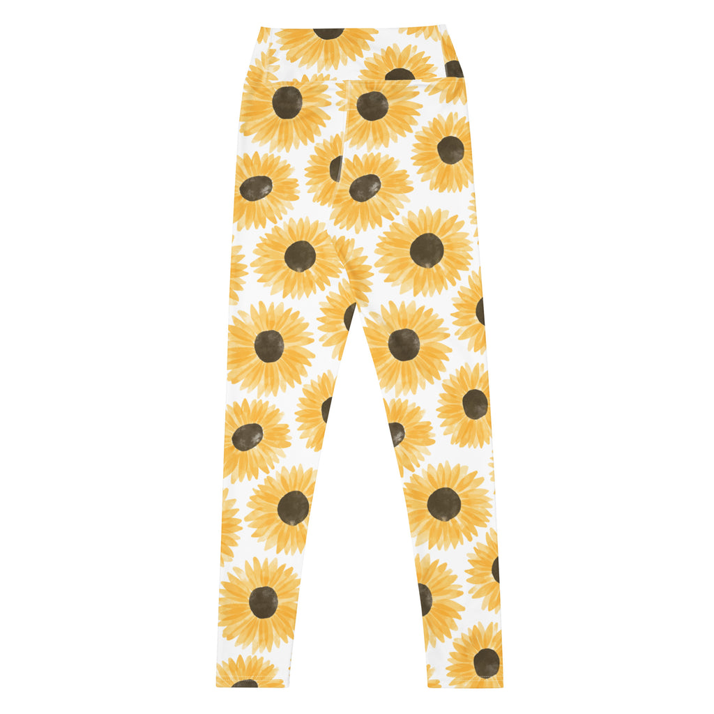 Women's Watercolor Sunflower Buttery Soft Yoga Leggings - Quick Drying, High Waisted Comfort
