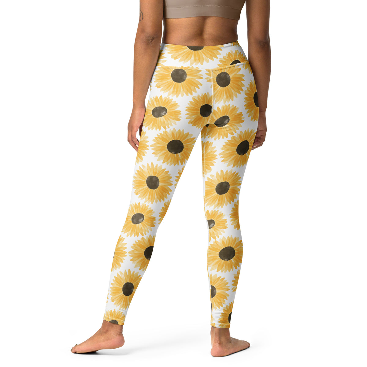 Women's Watercolor Sunflower Buttery Soft Yoga Leggings - Quick Drying, High Waisted Comfort