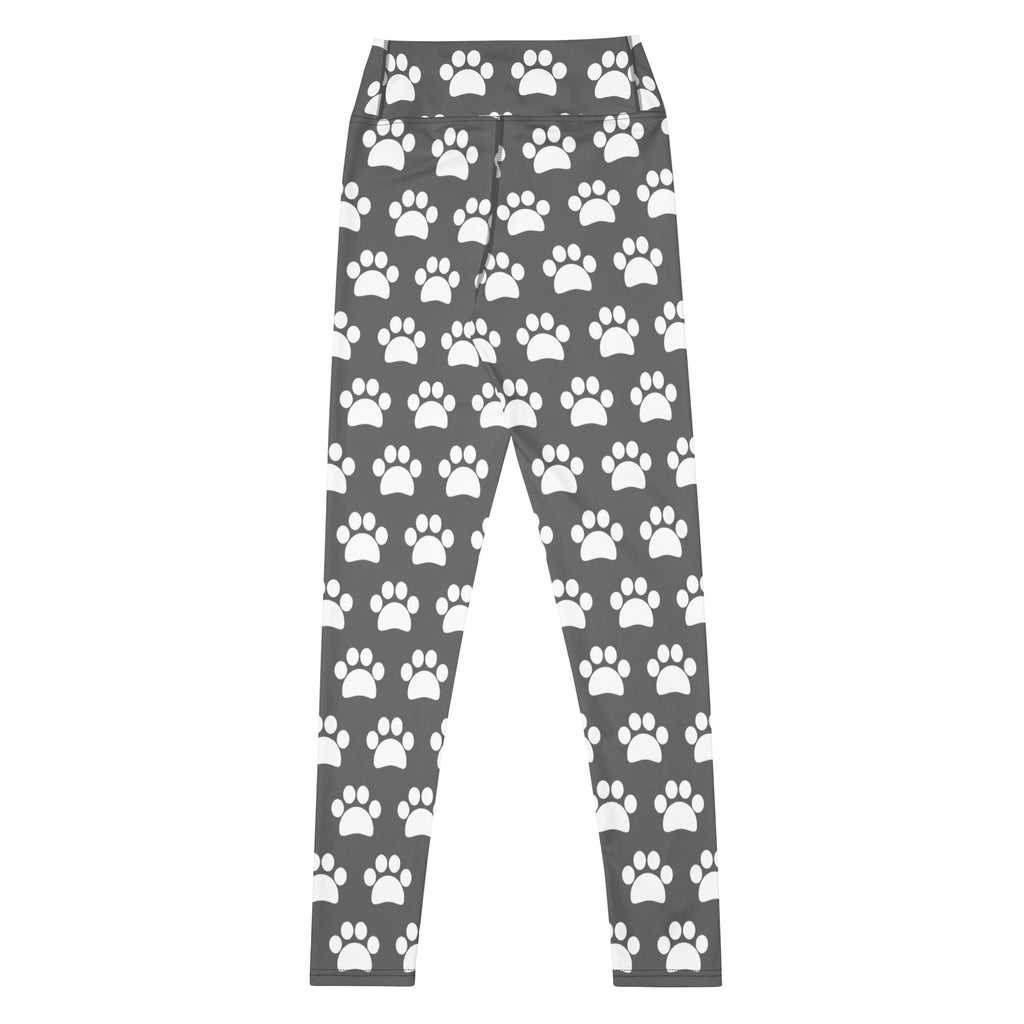 Women's Gray Paw Print Buttery Soft Yoga Leggings - Quick Drying, High Waisted Comfort