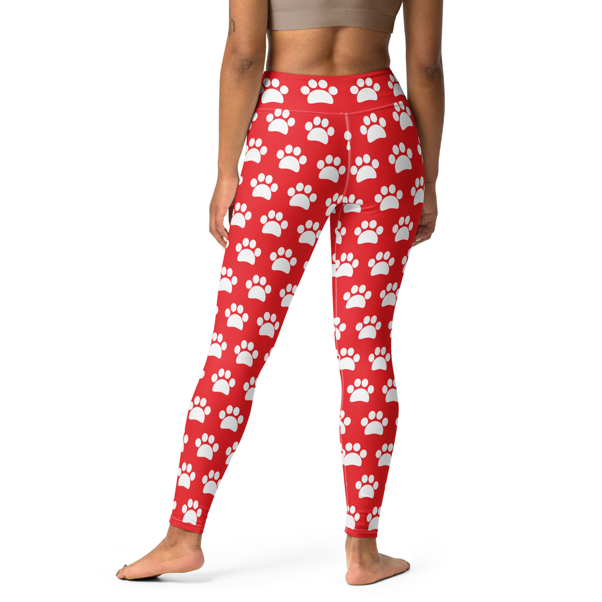 Women's Red Paw Print Buttery Soft Yoga Leggings - Quick Drying, High Waisted Comfort