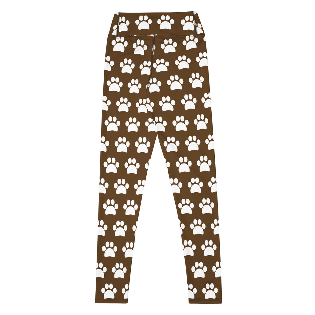 Women's Brown Paw Print Buttery Soft Yoga Leggings - Quick Drying, High Waisted Comfort