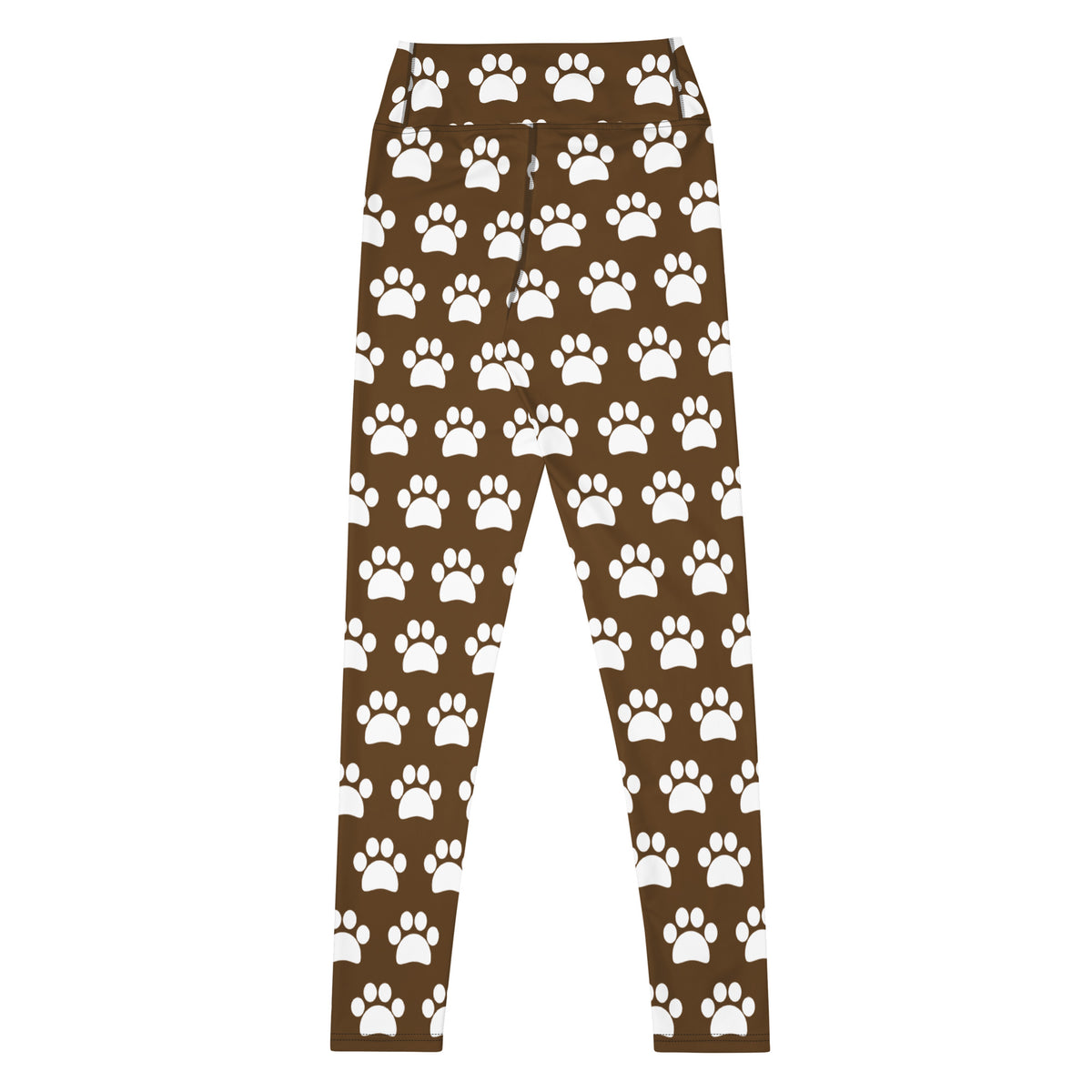 Women's Brown Paw Print Buttery Soft Yoga Leggings - Quick Drying, High Waisted Comfort