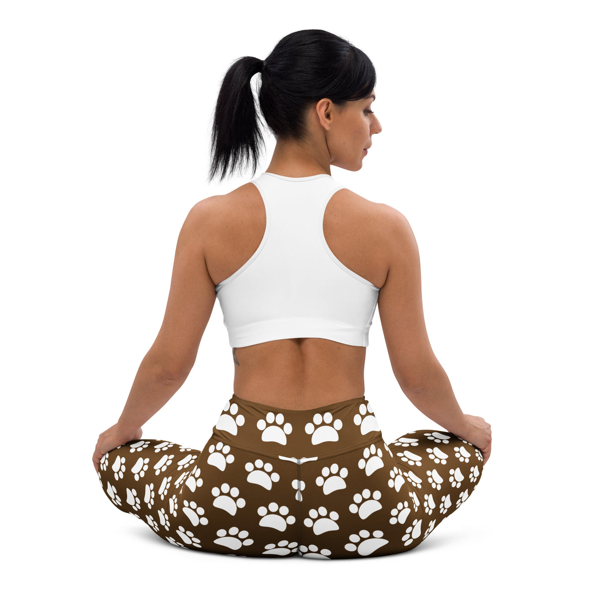 Women's Brown Paw Print Buttery Soft Yoga Leggings - Quick Drying, High Waisted Comfort