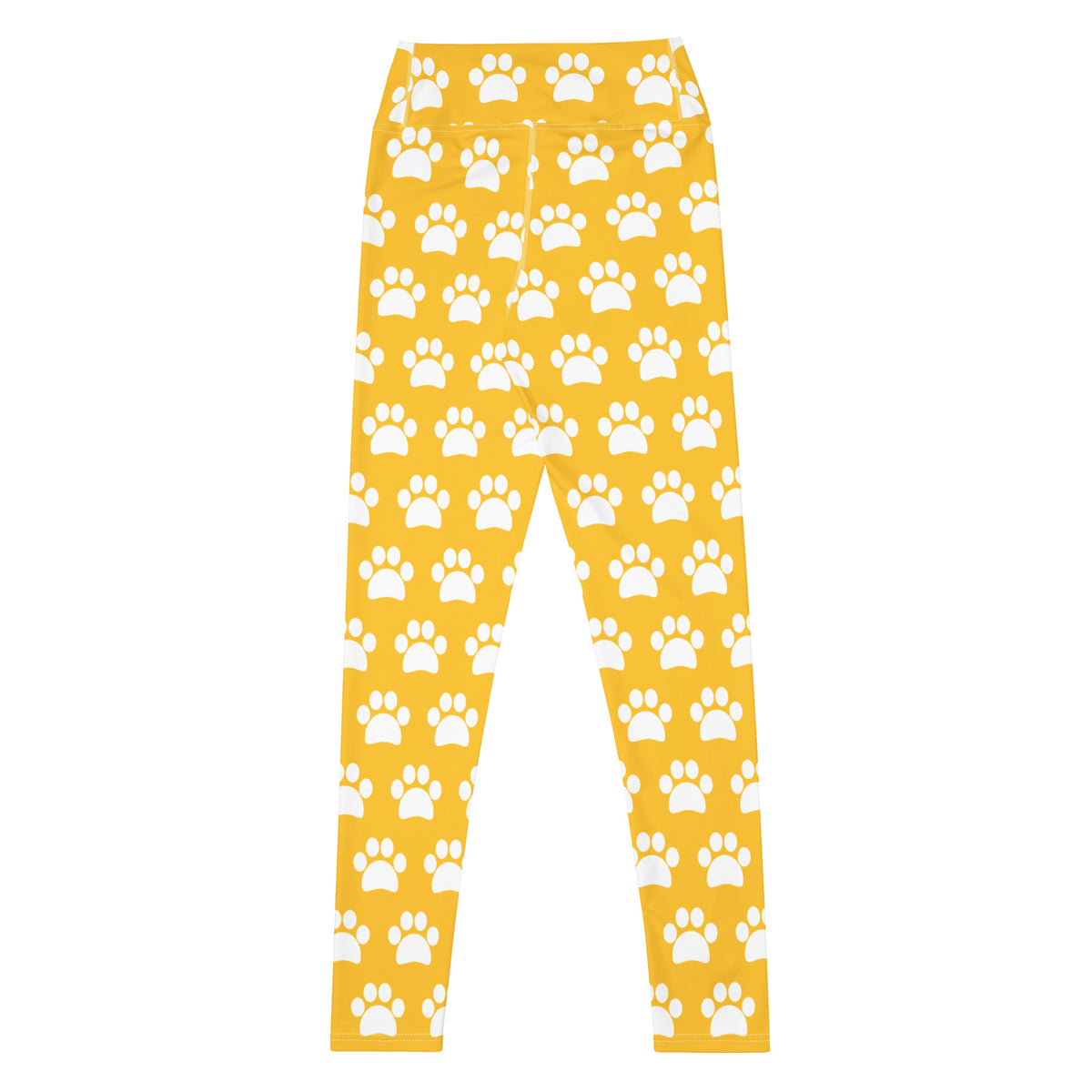 Women's Yellow Paw Print Buttery Soft Yoga Leggings - Quick Drying, High Waisted Comfort
