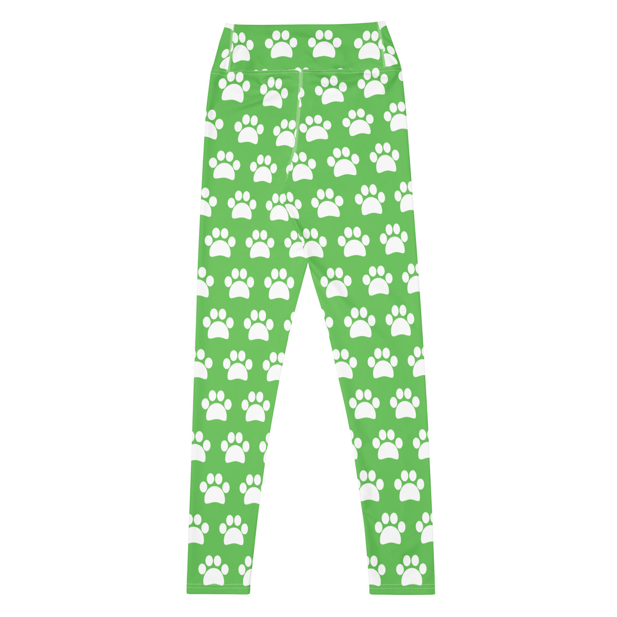 Women's Green Paw Print Buttery Soft Yoga Leggings - Quick Drying, High Waisted Comfort