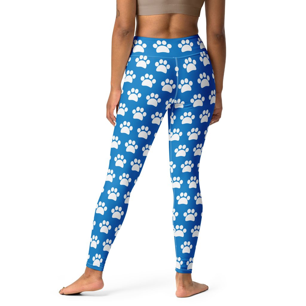 Women's Royal Blue Paw Print Buttery Soft Yoga Leggings - Quick Drying, High Waisted Comfort