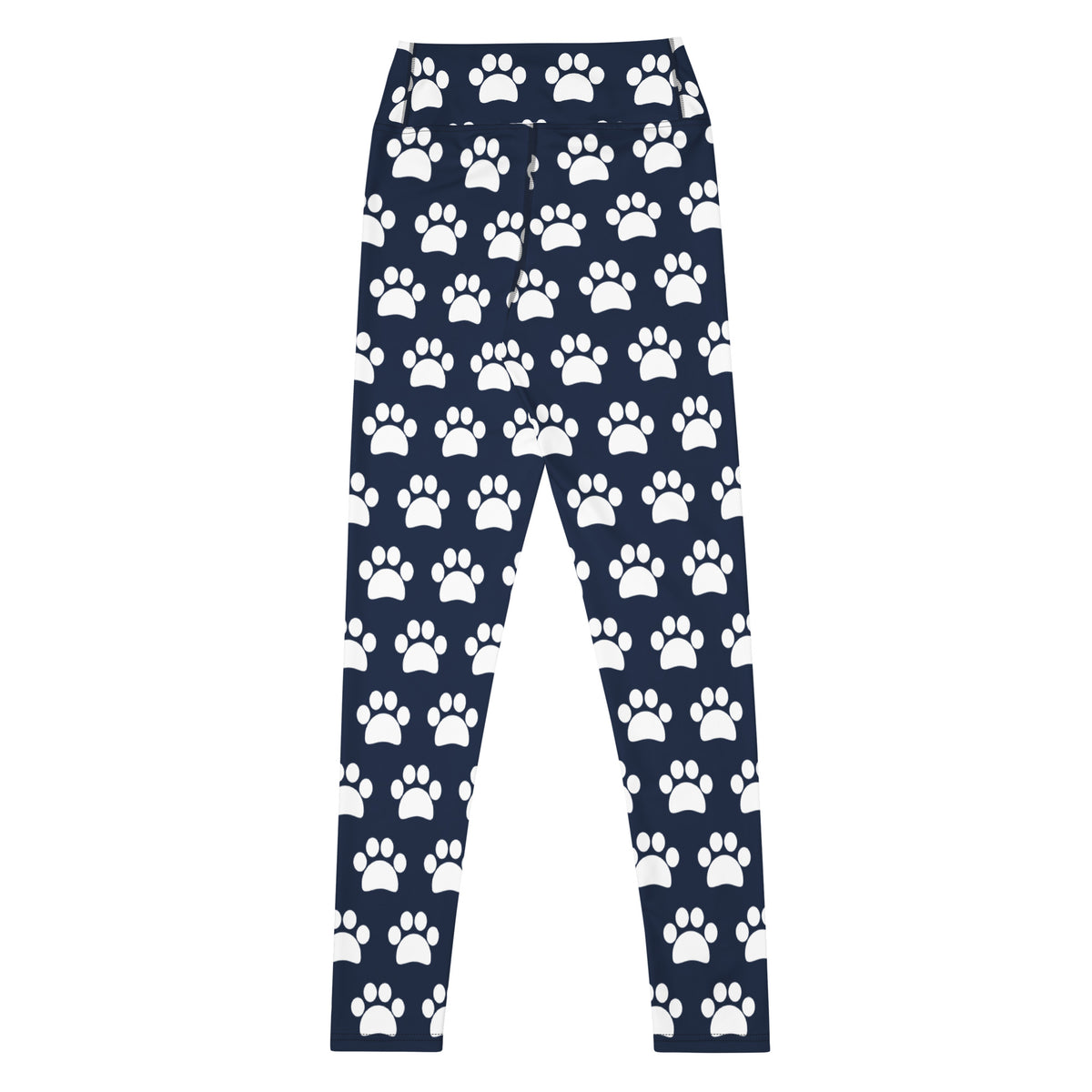 Women's Navy Blue Paw Print Buttery Soft Yoga Leggings - Quick Drying, High Waisted Comfort