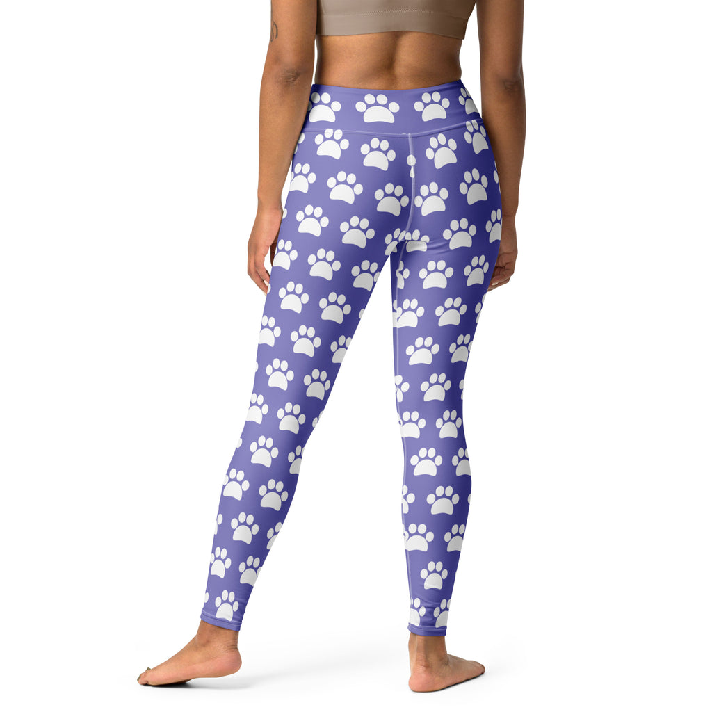 Women's Purple Paw Print Buttery Soft Yoga Leggings - Quick Drying, High Waisted Comfort