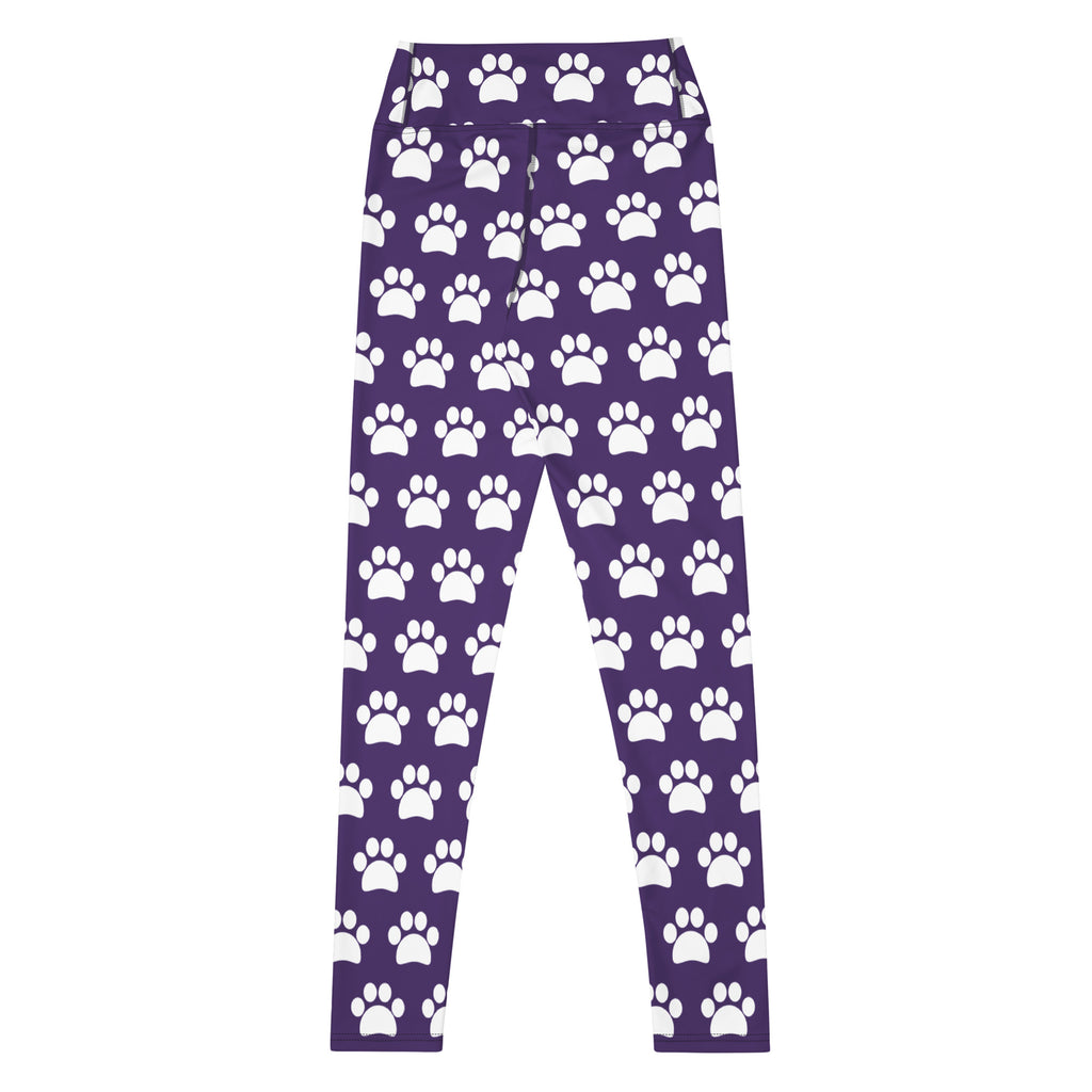 Women's Dark Purple Paw Print Buttery Soft Yoga Leggings - Quick Drying, High Waisted Comfort