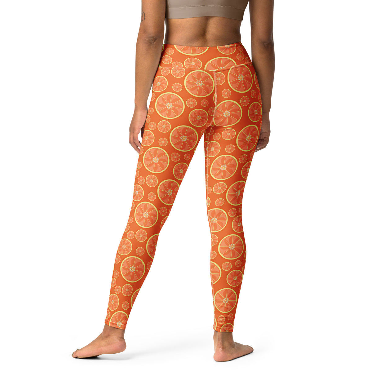 Women's Orange Citrus Buttery Soft Yoga Leggings - Quick Drying, High Waisted Comfort