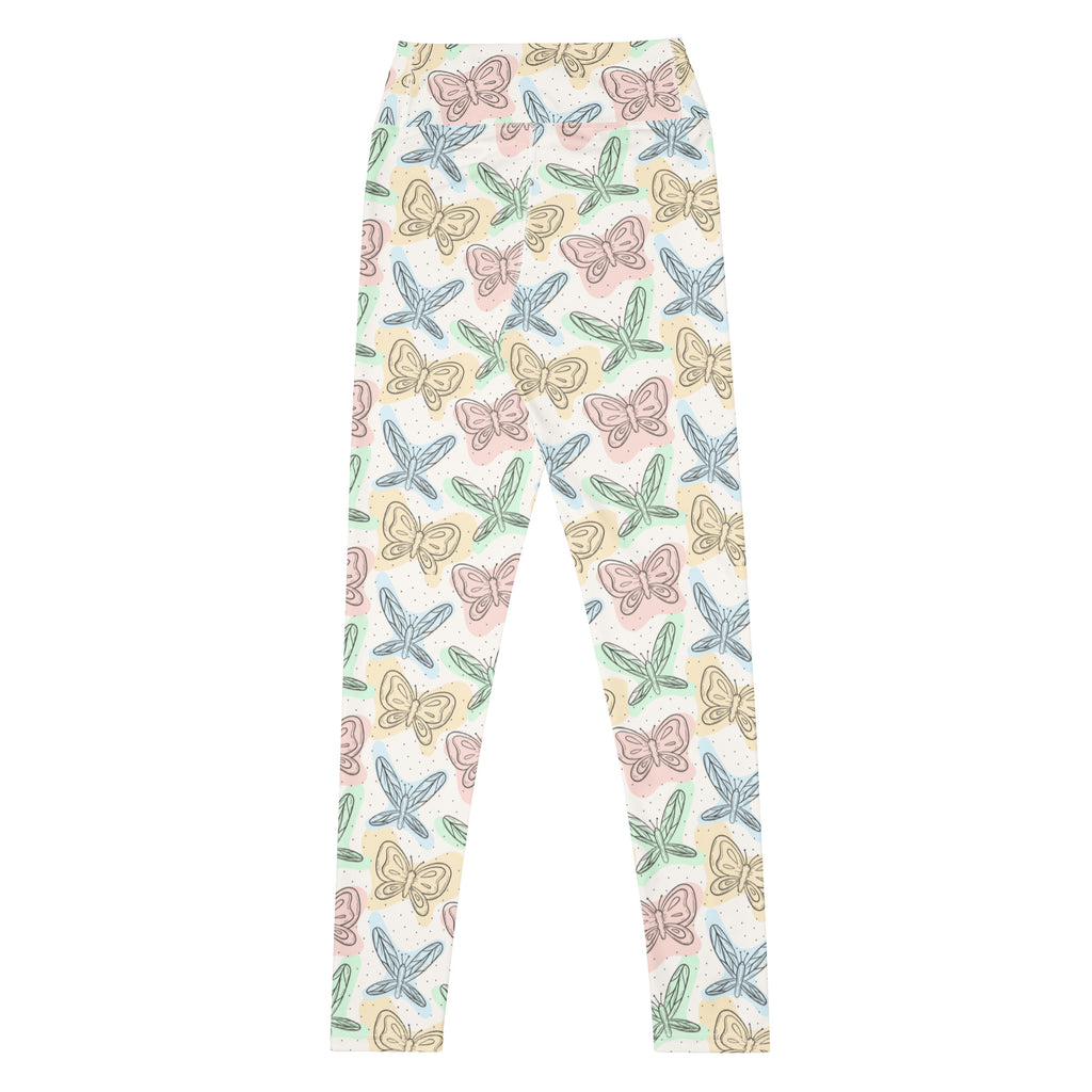 Women's Pastel Butterflies & Dragonflies Buttery Soft Yoga Leggings - Quick Drying, High Waisted Comfort