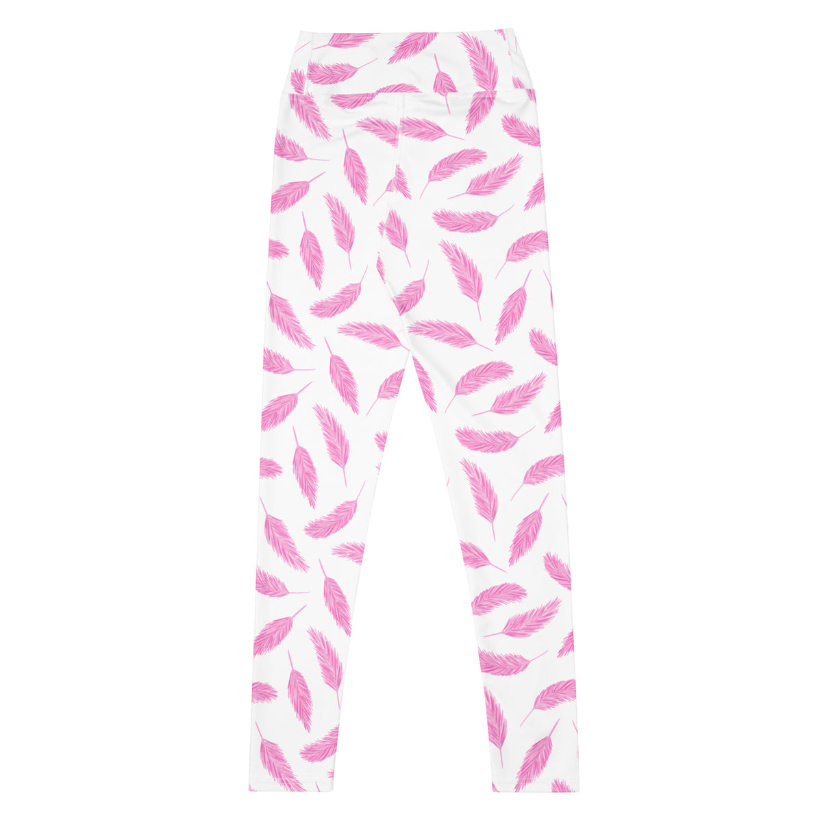 Women's Pink Flamingo Feathers Buttery Soft Yoga Leggings - Quick Drying, High Waisted Comfort