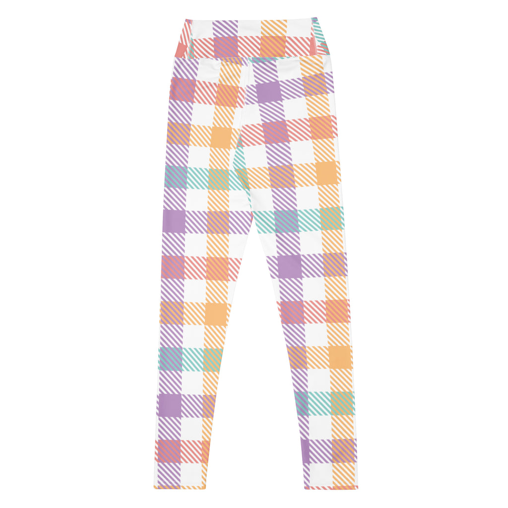 Women's Colorful Pastel Plaid Buttery Soft Yoga Leggings - Quick Drying, High Waisted Comfort