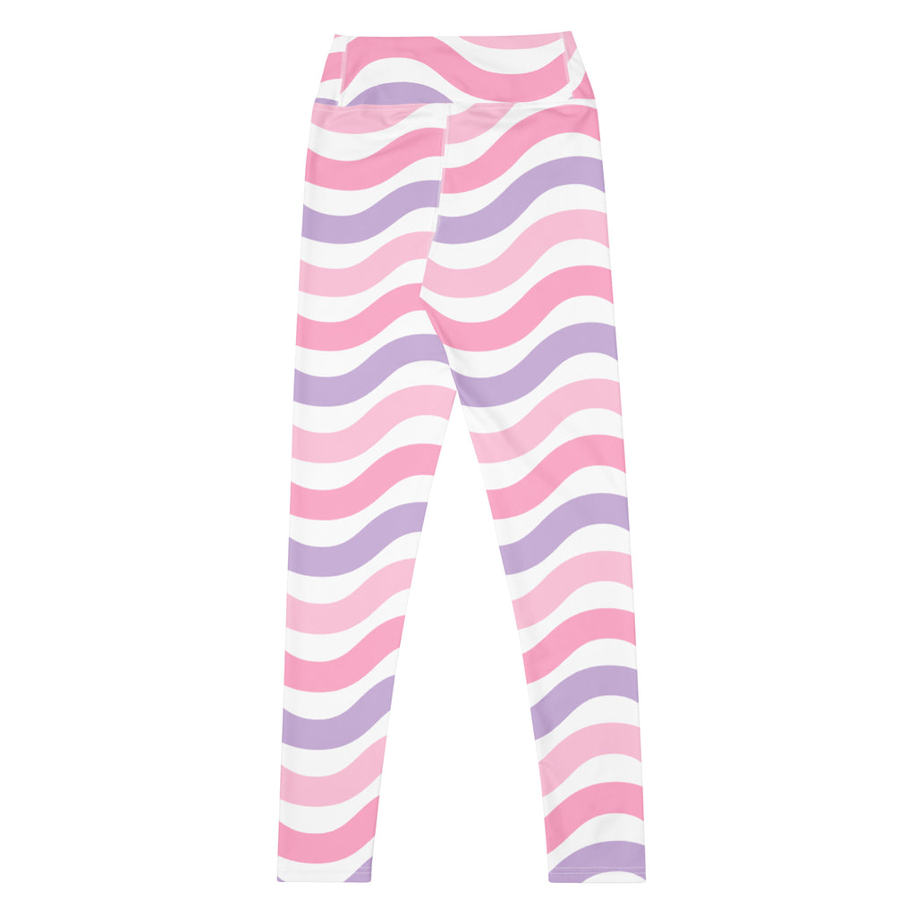 Women's Pink Purple Wavy Stripe Buttery Soft Yoga Leggings - Quick Drying, High Waisted Comfort