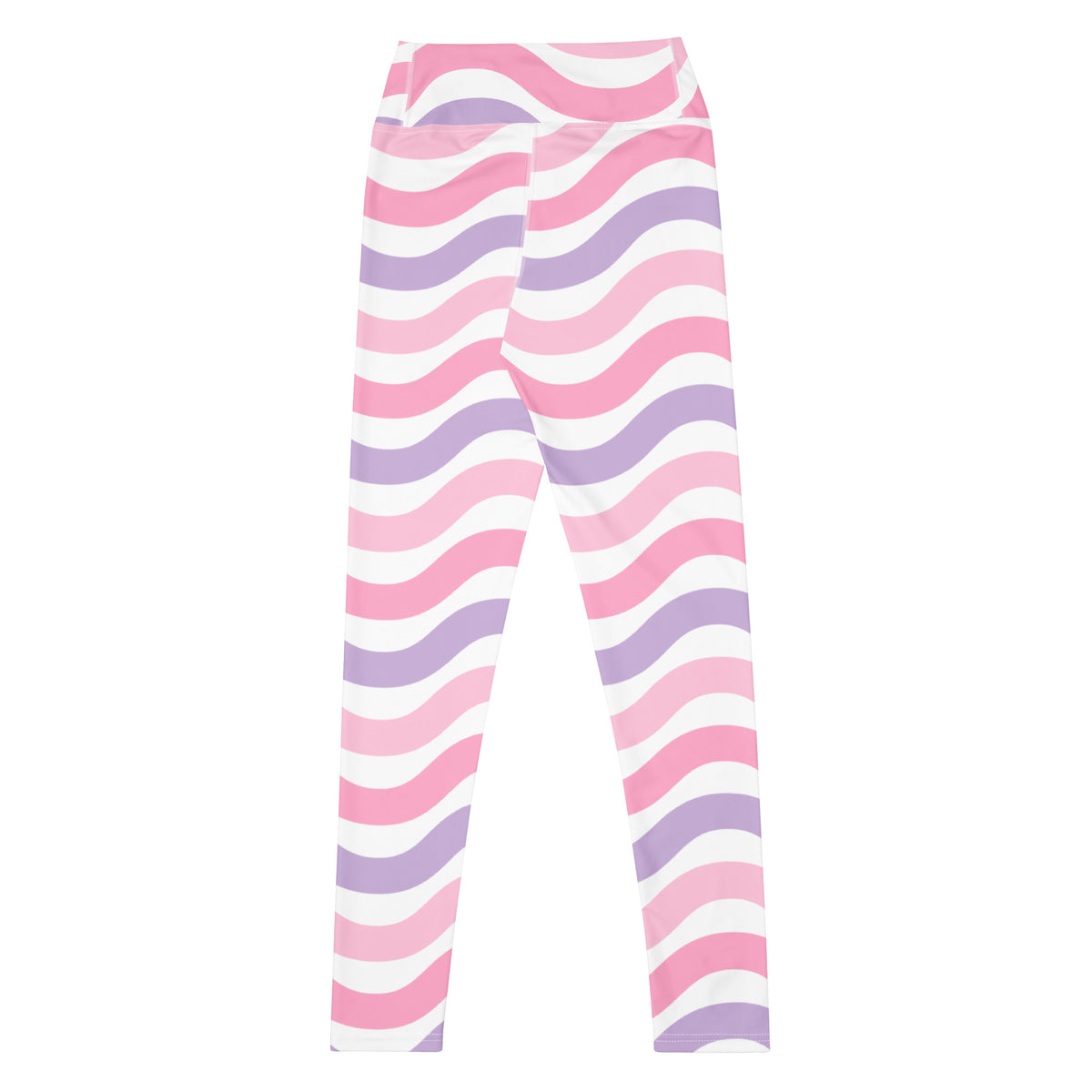 Women's Pink Purple Wavy Stripe Buttery Soft Yoga Leggings - Quick Drying, High Waisted Comfort