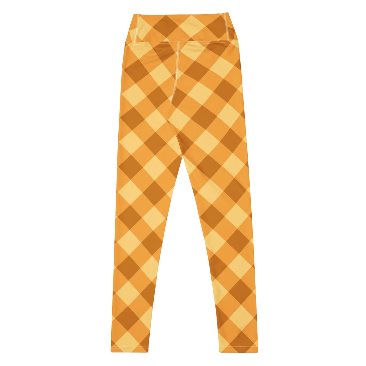 Women's Orange Plaid Buttery Soft Yoga Leggings - Quick Drying, High Waisted Comfort