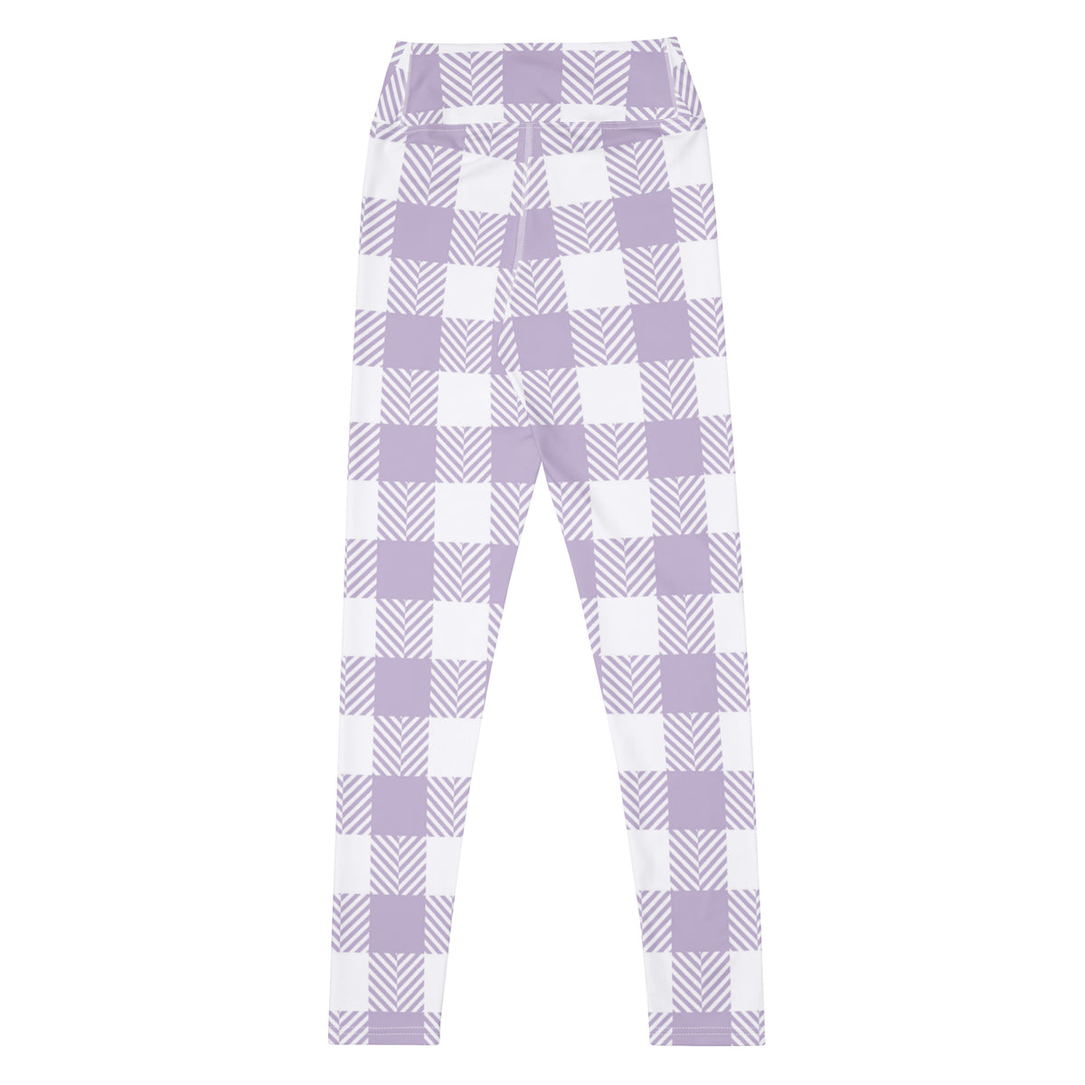 Women's Lavender Purple Plaid Buttery Soft Yoga Leggings - Quick Drying, High Waisted Comfort
