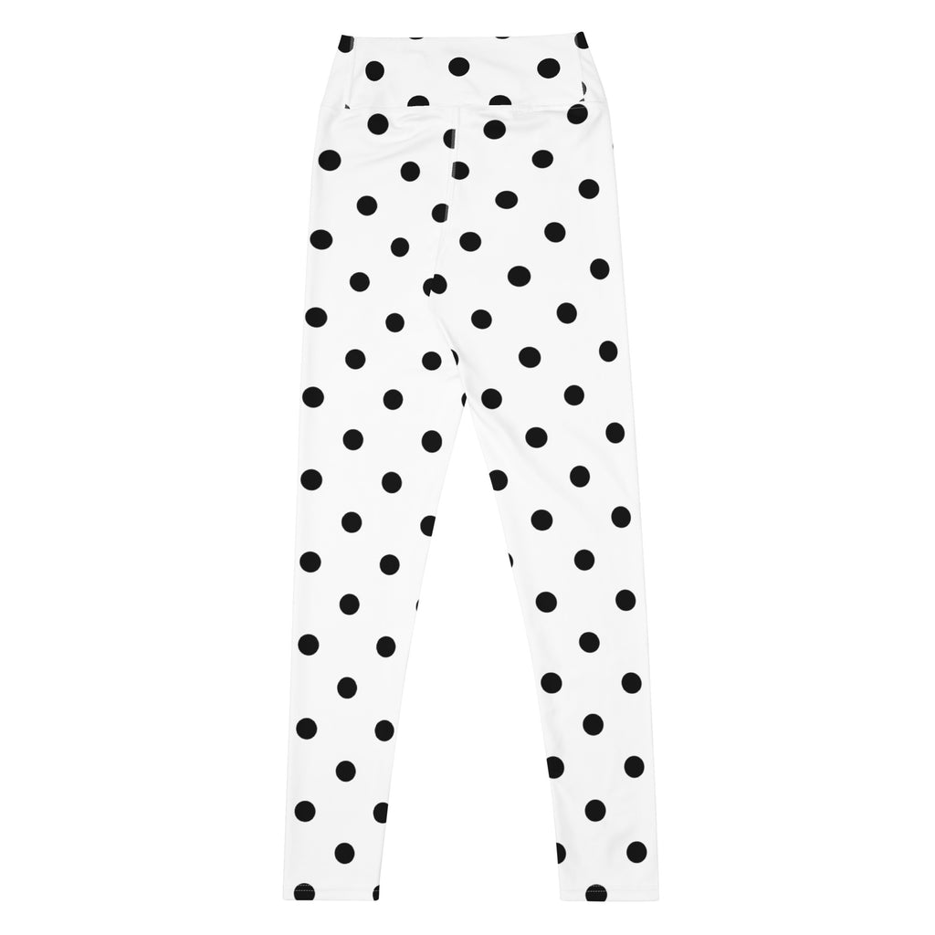 Women's White Polka Dot Buttery Soft Yoga Leggings - Quick Drying, High Waisted Comfort