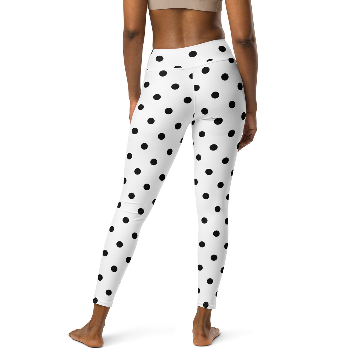 Women's White Polka Dot Buttery Soft Yoga Leggings - Quick Drying, High Waisted Comfort
