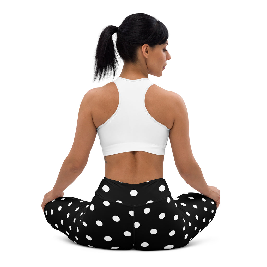 Women's Black Polka Dot Buttery Soft Yoga Leggings - Quick Drying, High Waisted Comfort