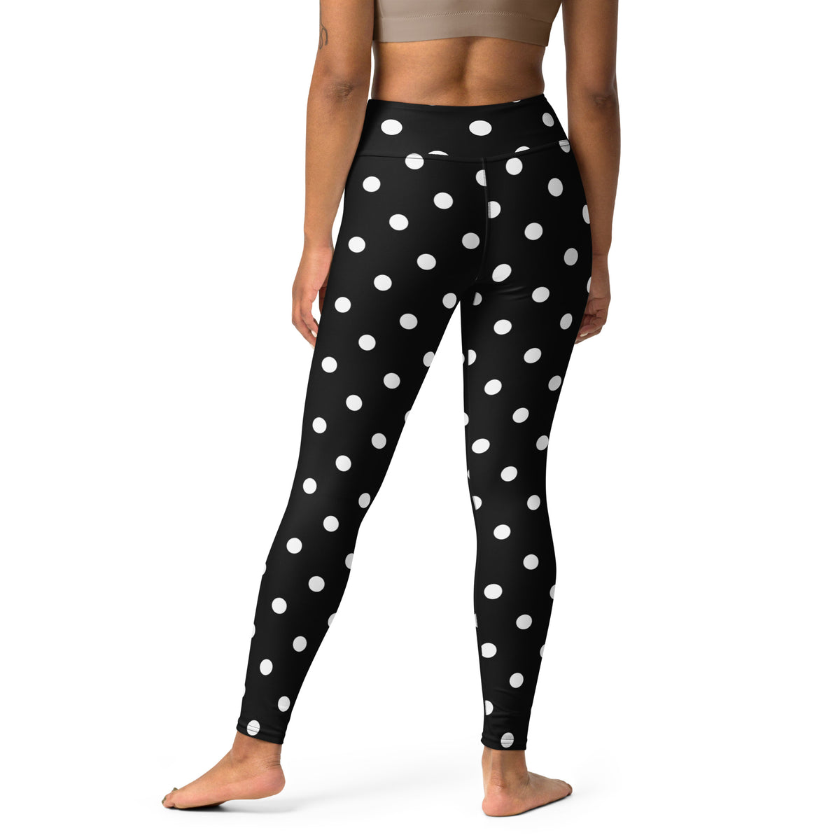 Women's Black Polka Dot Buttery Soft Yoga Leggings - Quick Drying, High Waisted Comfort