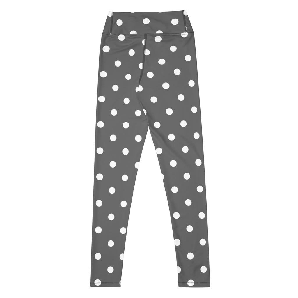 Women's Gray Polka Dot Buttery Soft Yoga Leggings - Quick Drying, High Waisted Comfort