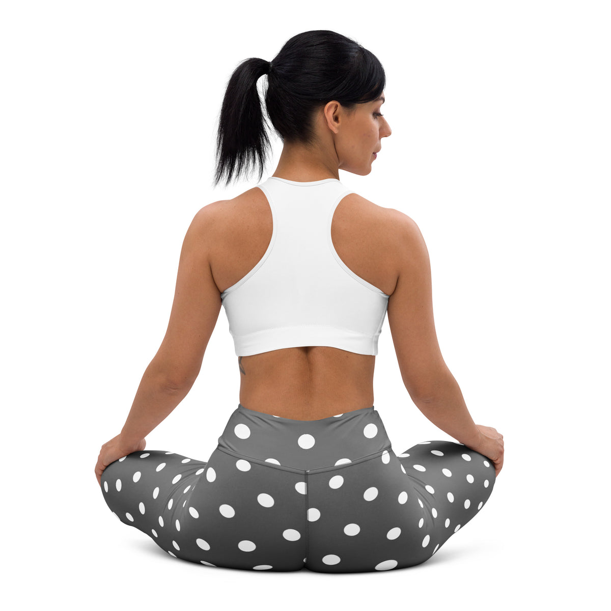 Women's Gray Polka Dot Buttery Soft Yoga Leggings - Quick Drying, High Waisted Comfort