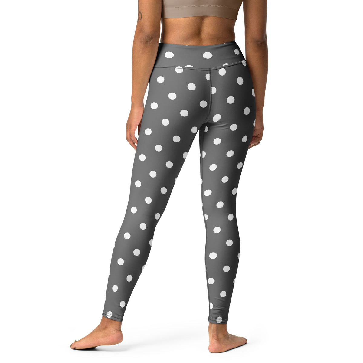 Women's Gray Polka Dot Buttery Soft Yoga Leggings - Quick Drying, High Waisted Comfort