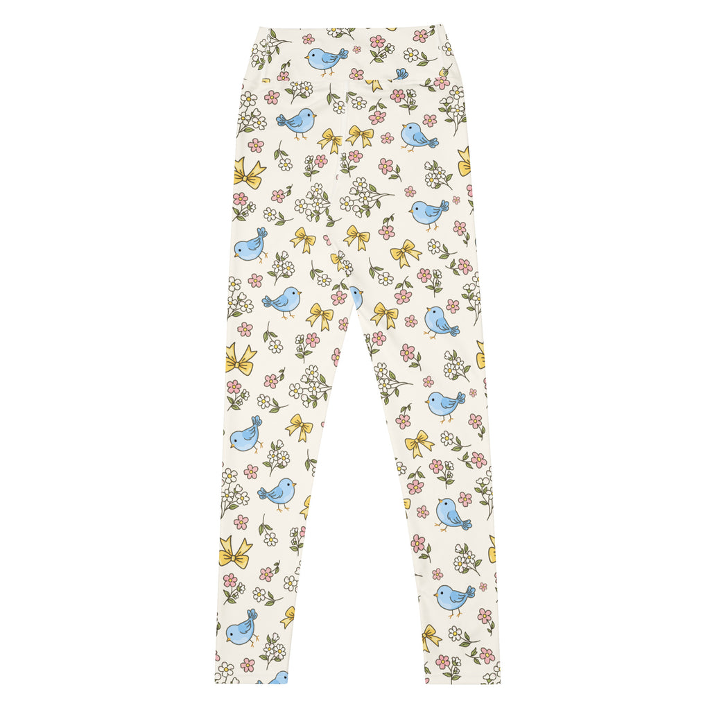 Women's Floral Blue Bird Buttery Soft Yoga Leggings - Quick Drying, High Waisted Comfort