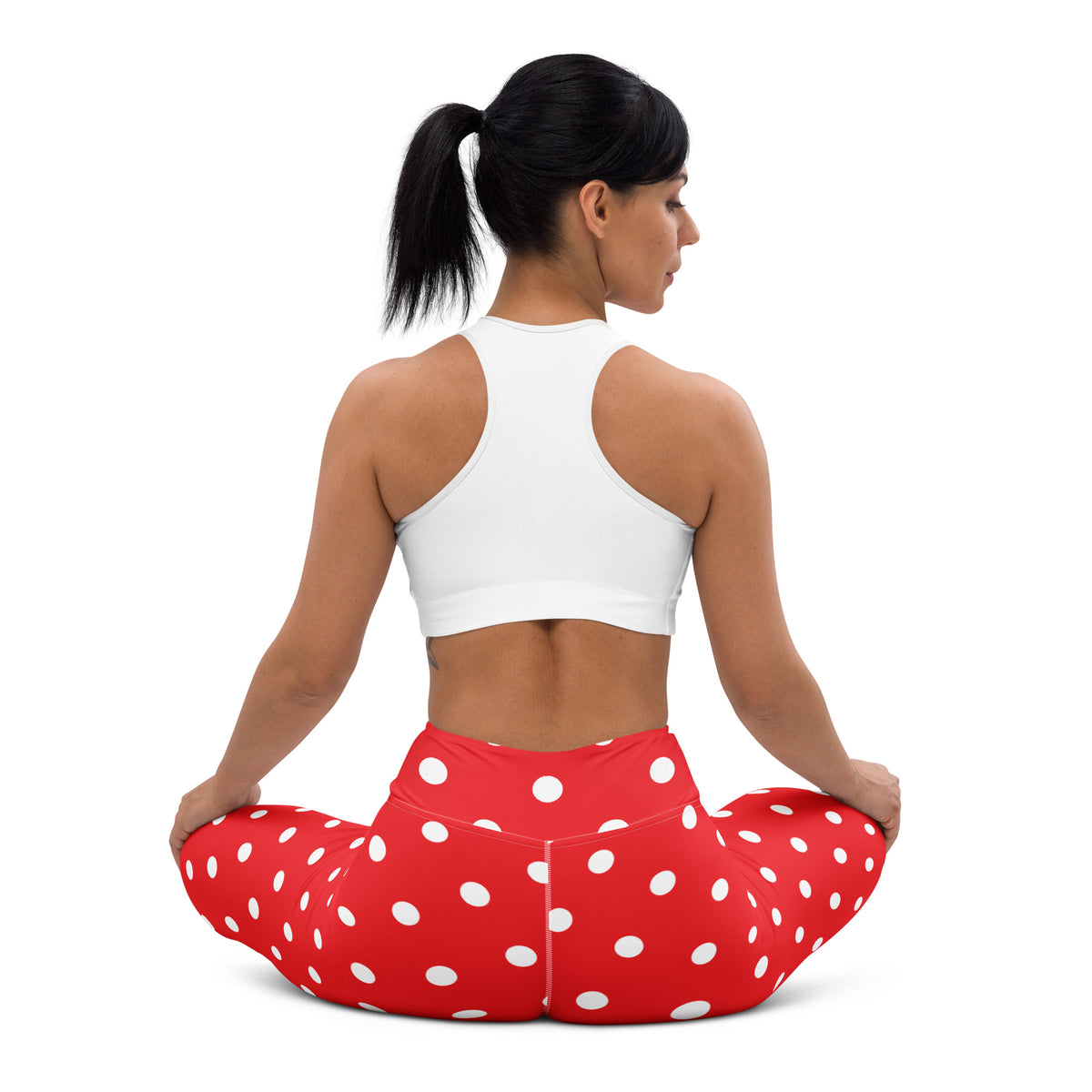 Women's Red Polka Dot Buttery Soft Yoga Leggings - Quick Drying, High Waisted Comfort