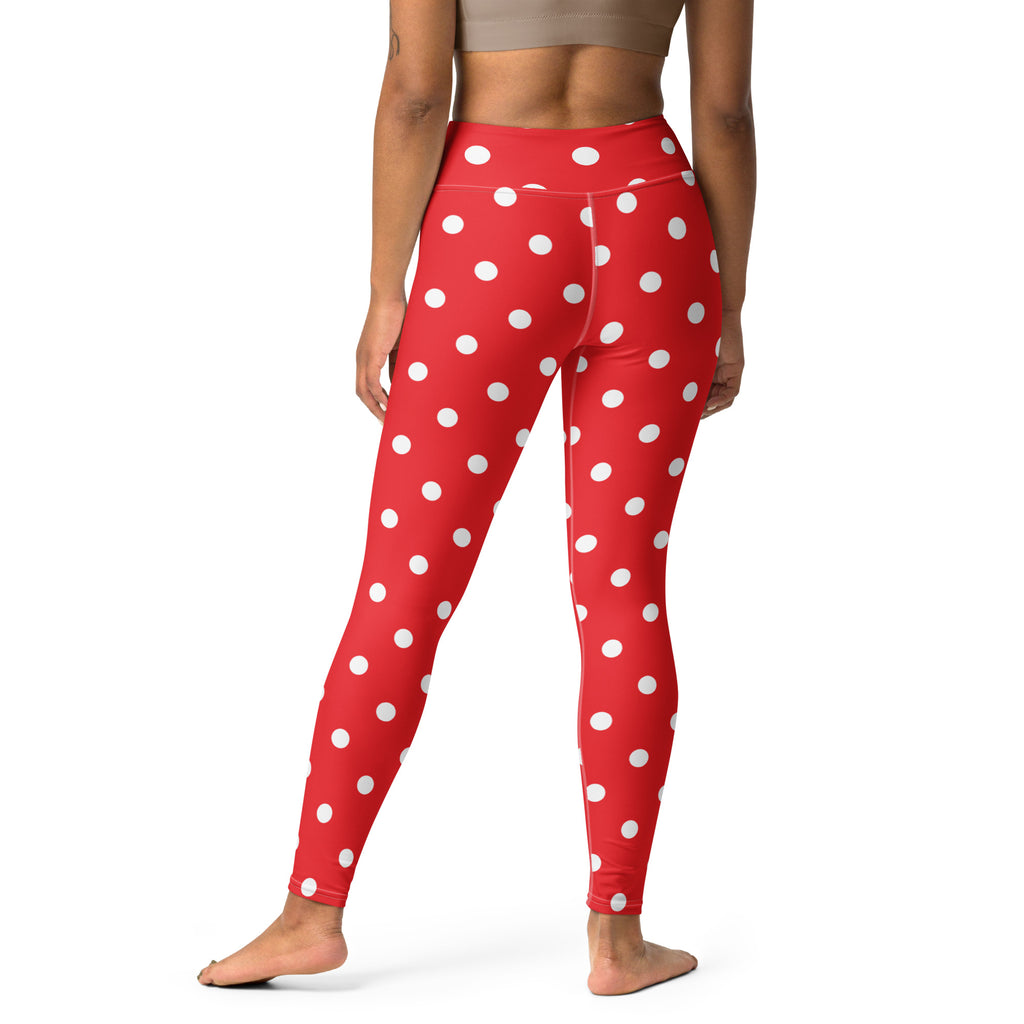 Women's Red Polka Dot Buttery Soft Yoga Leggings - Quick Drying, High Waisted Comfort