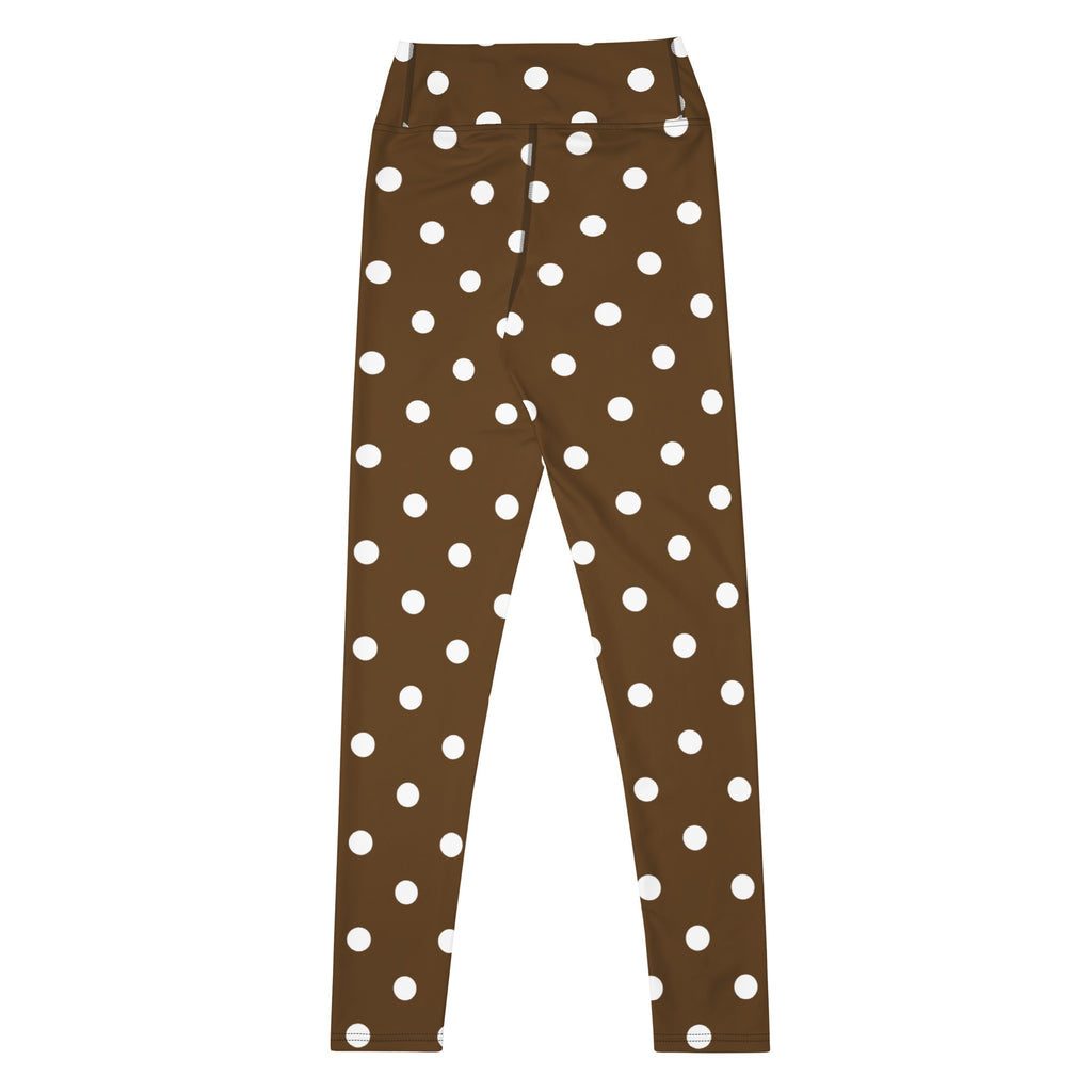 Women's Brown Polka Dot Buttery Soft Yoga Leggings - Quick Drying, High Waisted Comfort