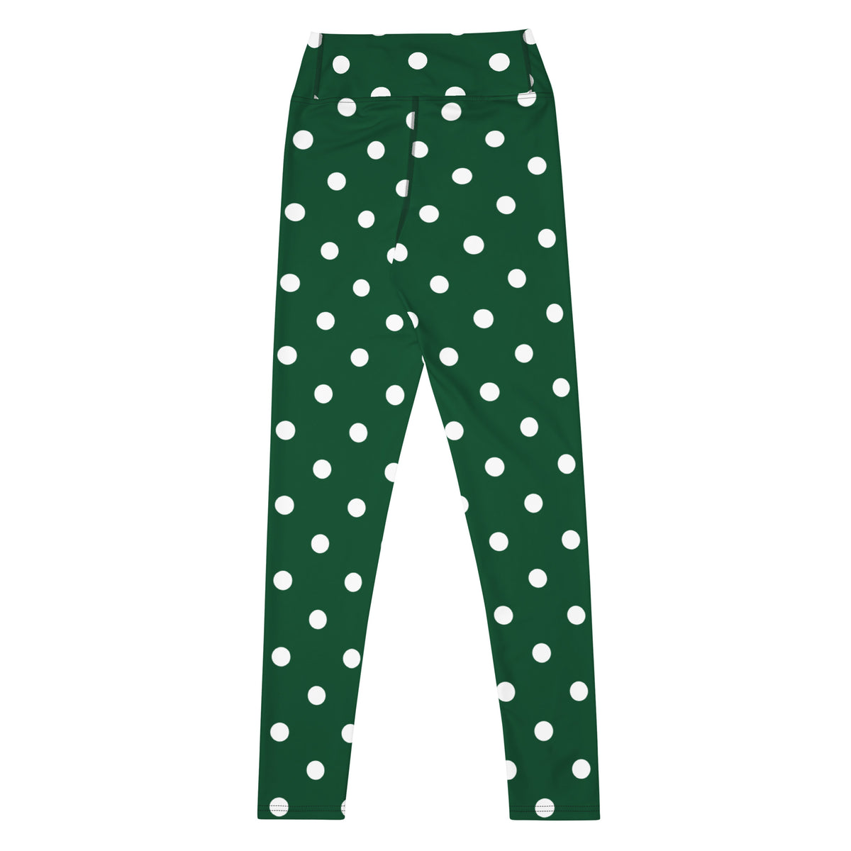 Women's Forest Green Polka Dot Buttery Soft Yoga Leggings - Quick Drying, High Waisted Comfort