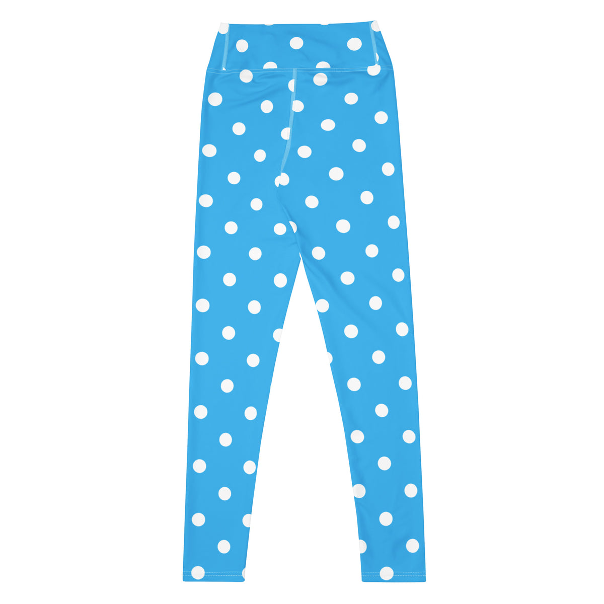 Women's Bright Sky Blue Polka Dot Buttery Soft Yoga Leggings - Quick Drying, High Waisted Comfort