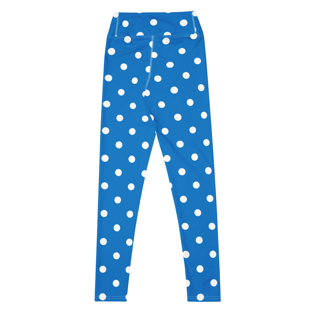 Women's Royal Blue Polka Dot Buttery Soft Yoga Leggings - Quick Drying, High Waisted Comfort