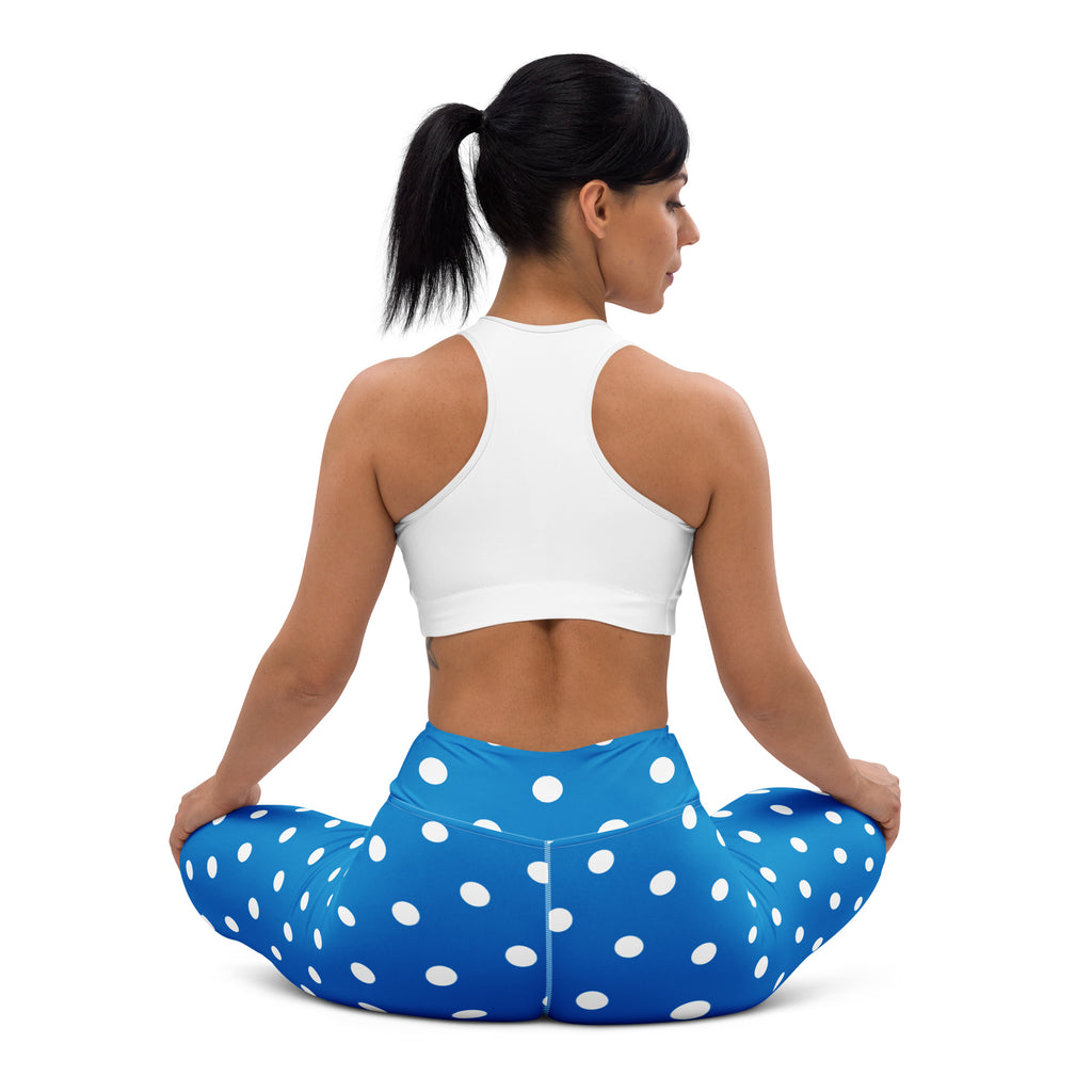Women's Royal Blue Polka Dot Buttery Soft Yoga Leggings - Quick Drying, High Waisted Comfort