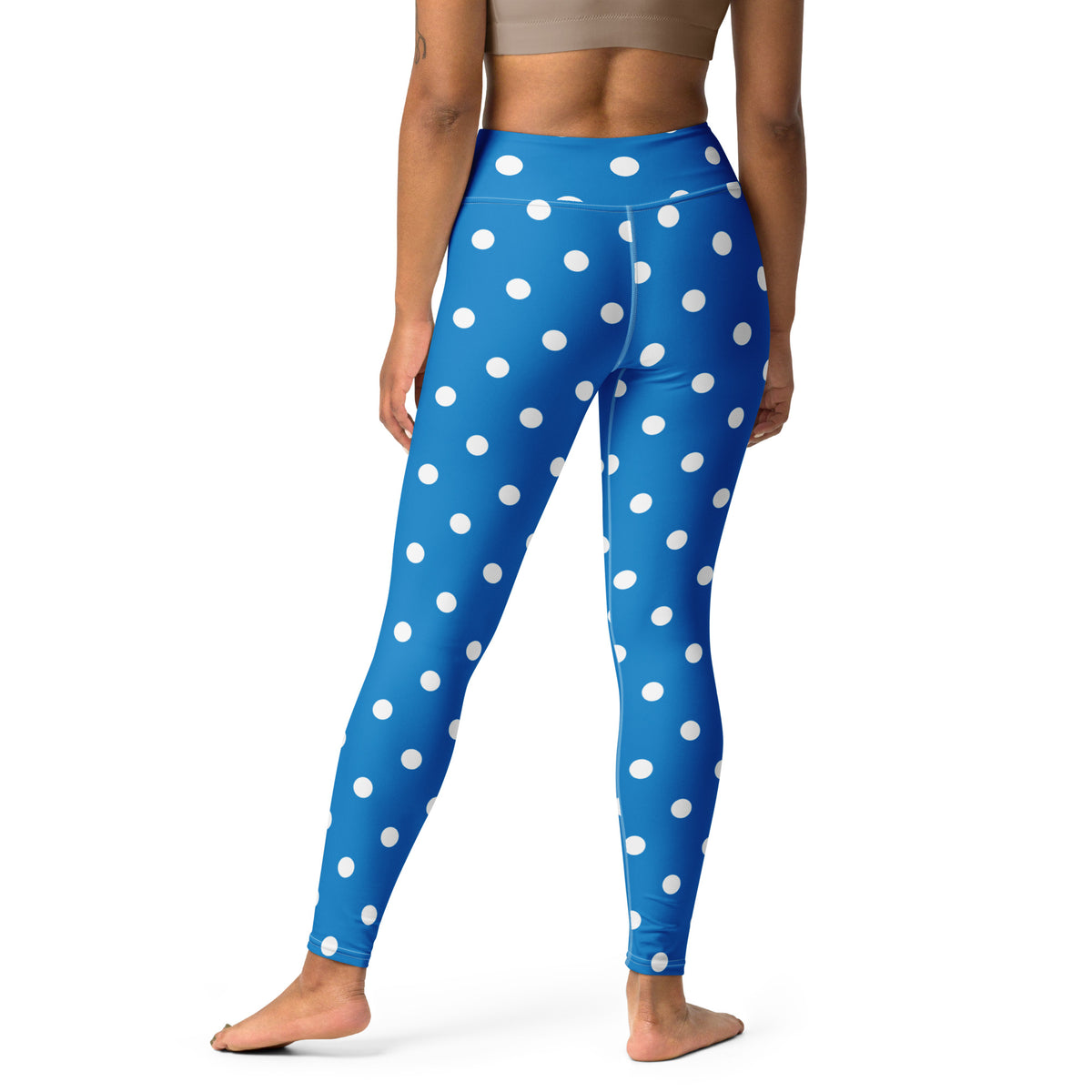 Women's Royal Blue Polka Dot Buttery Soft Yoga Leggings - Quick Drying, High Waisted Comfort