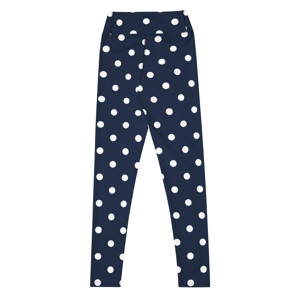 Women's Navy Blue Polka Dot Buttery Soft Yoga Leggings - Quick Drying, High Waisted Comfort