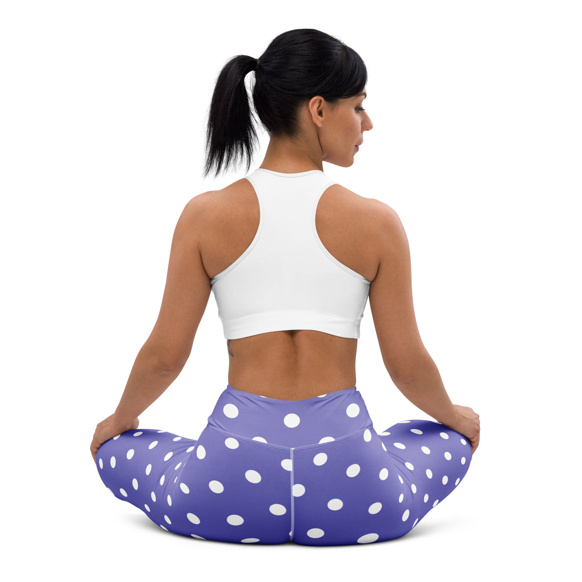 Women's Purple Polka Dot Buttery Soft Yoga Leggings - Quick Drying, High Waisted Comfort