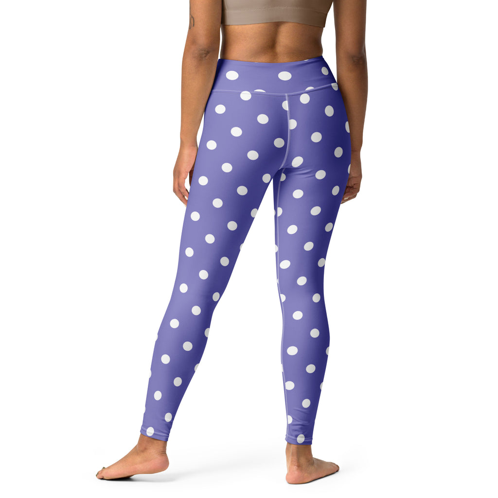 Women's Purple Polka Dot Buttery Soft Yoga Leggings - Quick Drying, High Waisted Comfort